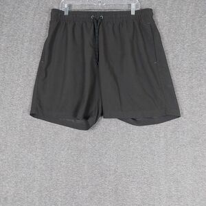 GEORGE MENS BLACK DRAWSTRING PULLON SUMMER BEACH VACATION TRAVEL SWIM TRUNKS L